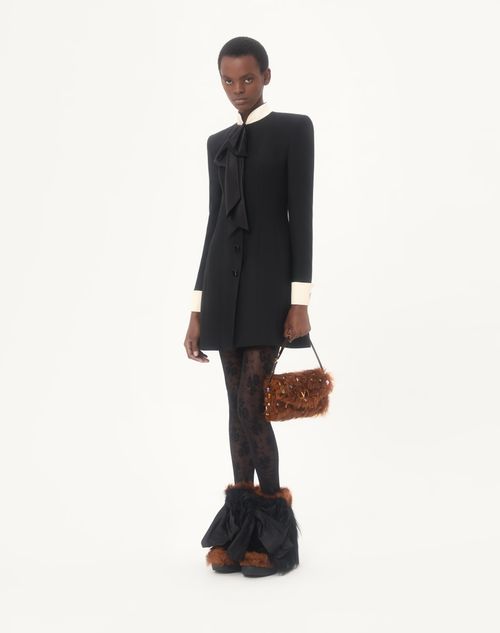Valentino Garavani - Valentino Garavani Devain Small Shoulder Bag In Lamb Fur With Rhinestones. - Brown/multicolour - Woman - Shoulder Bags